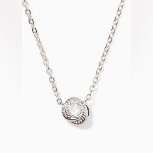 Kate Spade Silver & Crystal Flower Pendant Necklace NWOT